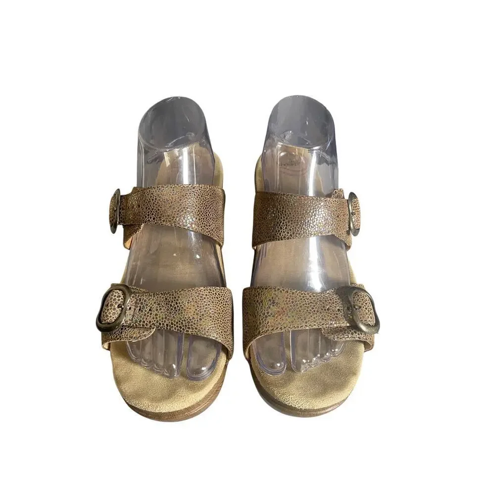Dansko Women’s Sophie Iridescent Brown Heeled Slide Sandals Size-40 US-10